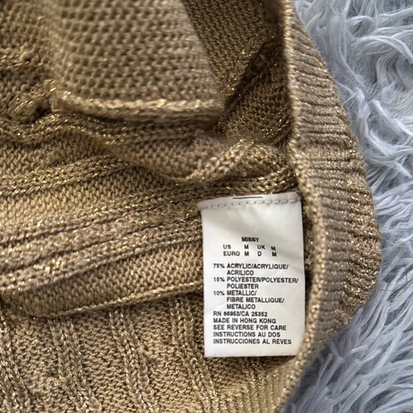 Leslie Fay Tan Cable Knit Cardigan with Ribbed Edging - Picture 5 of 6